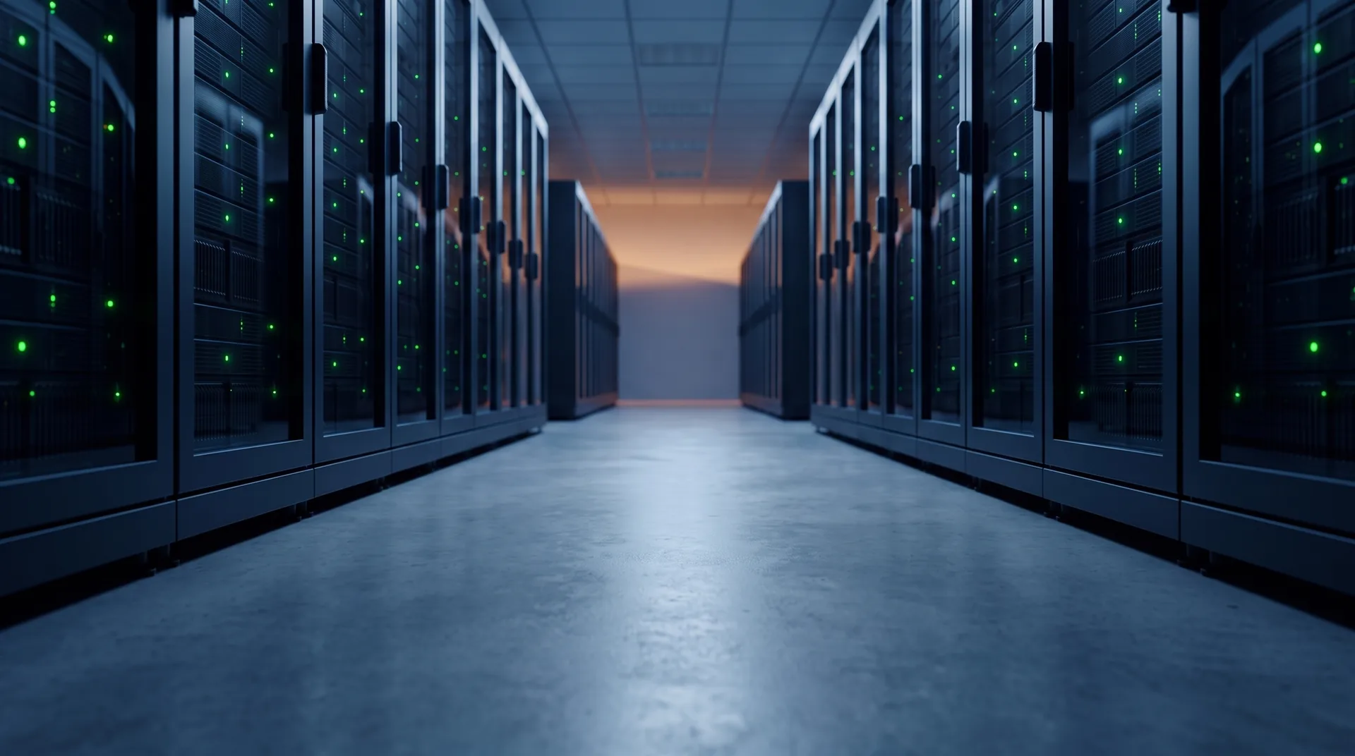 Data Center operando de forma estável com racks organizados e documentação concluída